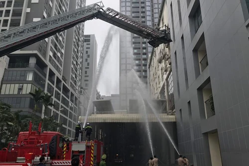 Xử lý tình huống cháy giả định tại trụ sở quan trọng