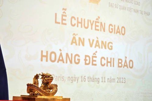 Ấn vàng “Hoàng đế chi bảo” từ Pháp về Việt Nam, dự kiến trưng bày tại Bảo tàng Hoàng Gia Nam Hồng (Bắc Ninh)