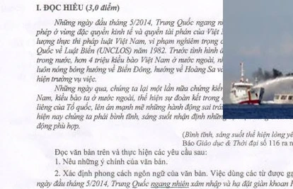 Sự kiện giàn khoan Trung Quốc được đưa vào đề thi môn Văn