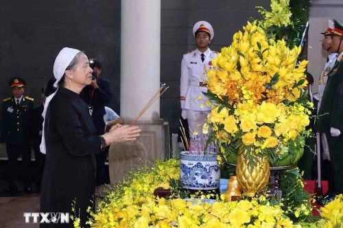 Hình ảnh gia đình Tổng Bí thư Nguyễn Phú Trọng tại Lễ viếng