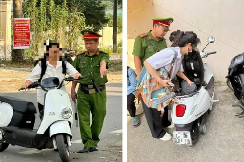 Công an xã Phúc Thịnh xử lý nhiều học sinh, sinh viên vi phạm an toàn giao thông