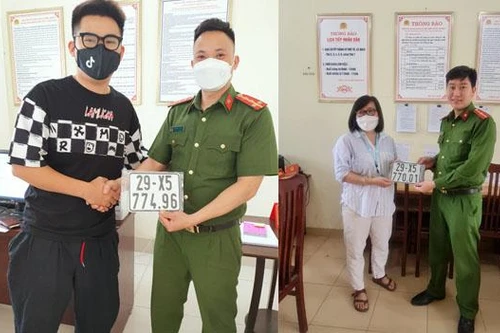 Niềm vui của những công dân đầu tiên ở Hà Nội nhận biển số xe đăng ký tại Công an cấp xã