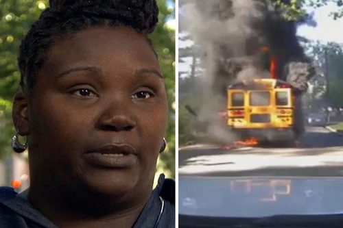 Nữ lái xe liều mình giải cứu 20 học sinh khỏi chiếc xe bị cháy