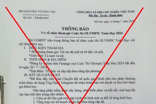 Bộ GD-ĐT bị giả mạo tổ chức thi Olympic Toán