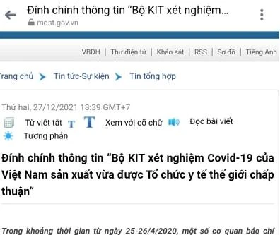 Bộ KH-CN đính chính: Thông tin sai về kit test Covid-19 của Việt Á được WHO chấp thuận là do tổng hợp... báo chí