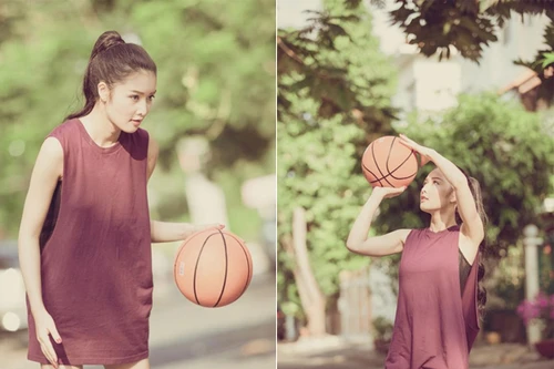 Hoa hậu Triệu Thị Hà khoe tài chơi bóng rổ