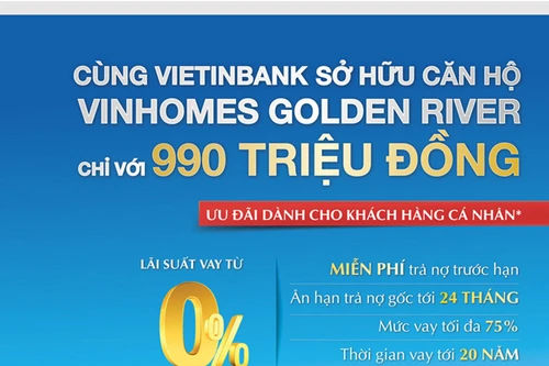 Cùng VietinBank sở hữu căn hộ Vinhomes Golden River với chỉ 990 triệu đồng