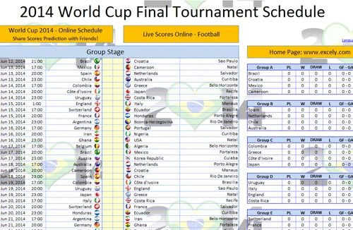 Lịch thi đấu thông minh World Cup 2014