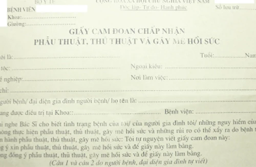 Lạnh lùng tờ giấy cam đoan “xin mổ”