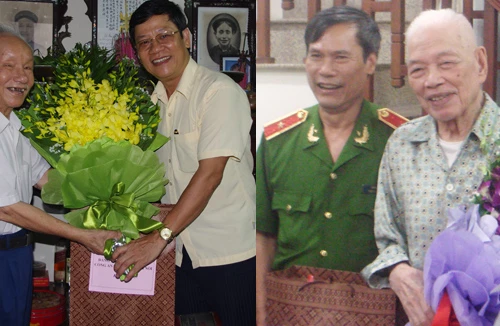 Thăm hỏi các đồng chí công an lão thành