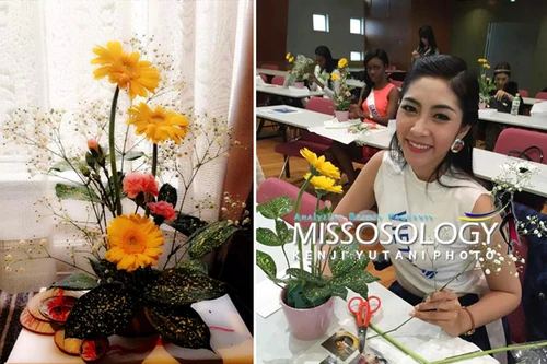 Hoa hậu Đặng Thu Thảo mang hình ảnh Việt Nam vào nghệ thuật cắm hoa Ikebana