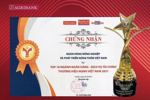 Agribank – TOP10 Thương hiệu Mạnh Việt Nam lĩnh vực Tài chính, Ngân hàng năm 2021 