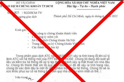 HoSE: Văn bản về việc hệ thống giao dịch xảy ra lỗi là giả mạo