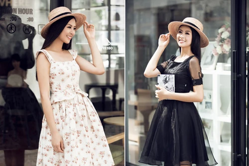 Hoa hậu Ngọc Hân rạng ngời trên phố Hà thành