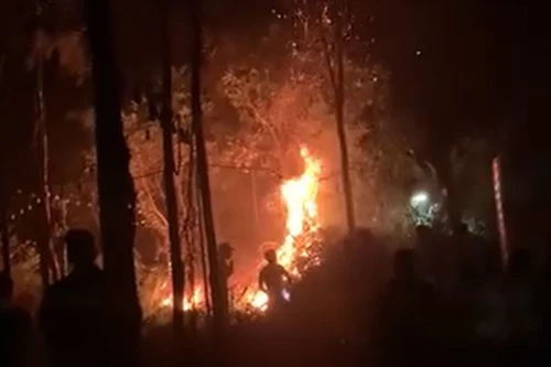 Huy động lực lượng triển khai dập đám cháy rừng trong đêm ở huyện Sóc Sơn