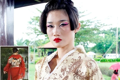 Thí sinh Top model chạy như "vịt" trong trang phục Kimono