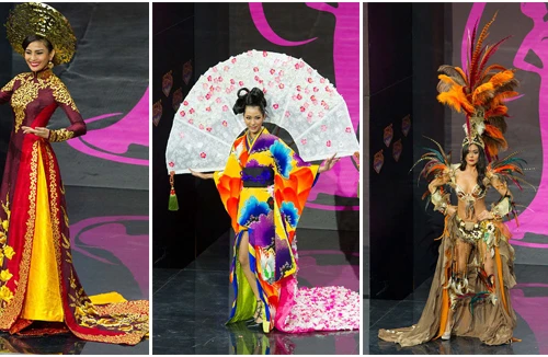 Trương Thị May mặc áo dài so tài với thí sinh Miss Universe