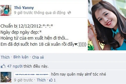 Miss Teen mong "hoàng tử" đến trong ngày 12-12-2012