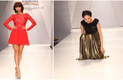 Hà Anh sexy trên sàn diễn, Trà My Nextop vấp ngã vì váy dài