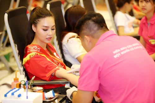 Hoa hậu biển Thùy Trang chung tay phá kỷ lục về hiến máu