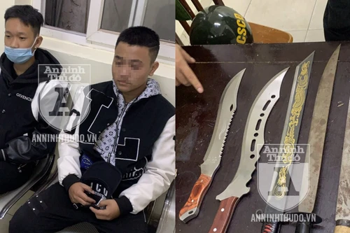 Cảnh sát Cơ động khống chế nhóm 'trẻ trâu' vác bọc dao, kiếm trong đêm