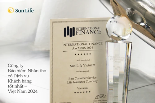 Sun Life Việt Nam nhận giải thưởng Công ty bảo hiểm nhân thọ có dịch vụ khách hàng tốt nhất