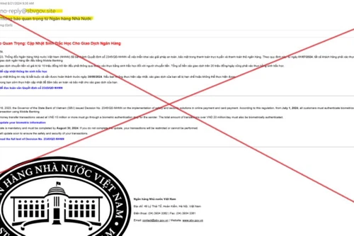 Cảnh báo giả mạo Ngân hàng Nhà nước yêu cầu cập nhật sinh trắc học