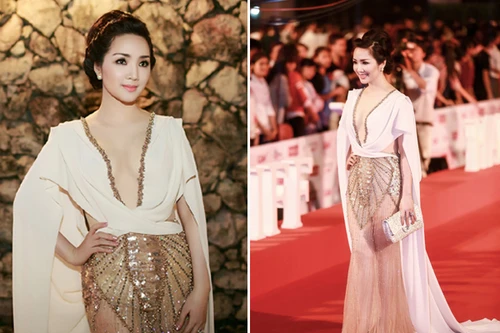 Giáng My “thả rông” vòng 1 sải bước thảm đỏ liên hoan phim