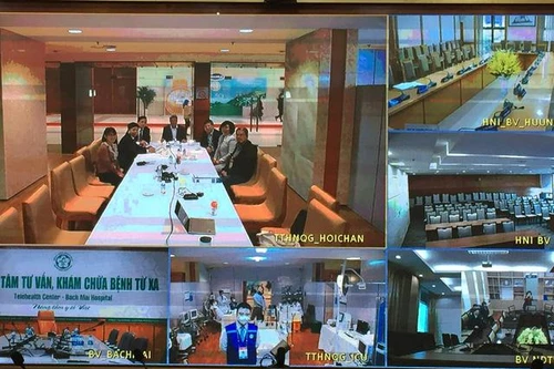 Nhiều Giáo sư, Phó giáo sư trực kết nối Teleheath chẩn đoán sức khỏe cán bộ dự Đại hội XIII 