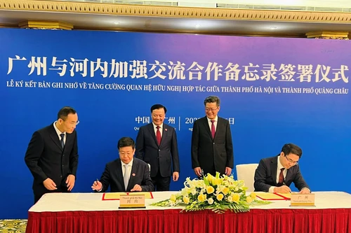 Hà Nội và thành phố Quảng Châu (Trung Quốc) ký biên bản ghi nhớ hợp tác