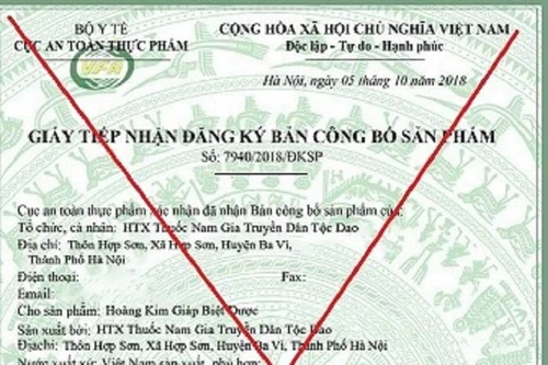 Hợp tác xã Thuốc Nam gia truyền sử dụng giấy công bố sản phẩm giả mạo