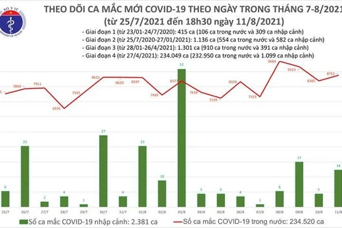 8.766 ca Covid-19 mới trong ngày 11-8