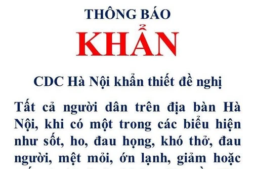 CDC Hà Nội thông báo khẩn: Tất cả người sốt, ho, mệt mỏi... cần liên hệ ngay, xét nghiệm miễn phí