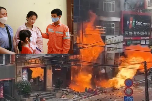 [Video] Thót tim xem cảnh cứu người trong đám cháy cửa hàng gas tại Sa Pa