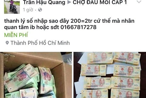Xác minh, xử lý chiêu trò bán tiền giả trên mạng
