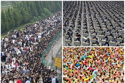 Khó thở trước những hình ảnh về cảnh đông đúc ở Trung Quốc