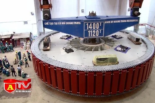 Lắp đặt thành công rotor tổ máy số 3, Thủy điện Lai Châu