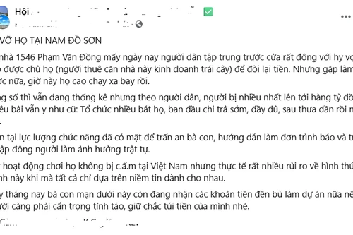 Thông tin về vụ việc xảy ra ở phường Nam Đồ Sơn