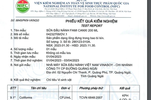 Vinasoy thông tin về lô sữa đậu nành bị Nhật Bản thu hồi