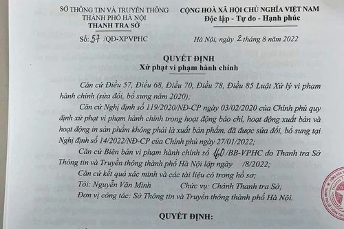 Tự ý trích dẫn thông tin từ các báo, một doanh nghiệp bị phạt 40 triệu đồng