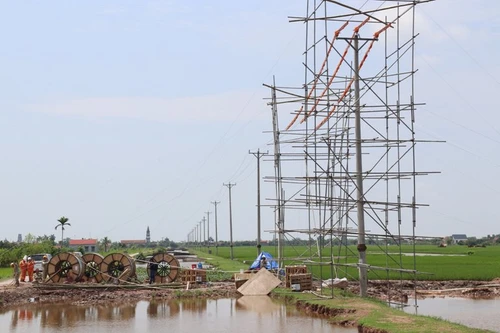 Kéo dây dự án thành phần đầu tiên của đường dây 500kV mạch 3 