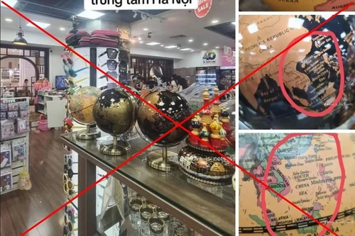 Nhà sách Tân Việt nói gì về việc trưng bày quả địa cầu có đường lưỡi bò?