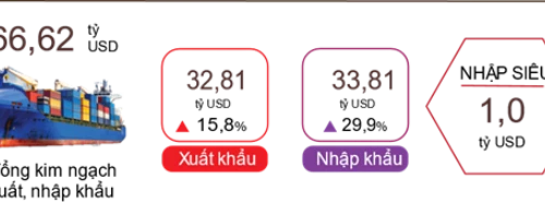 Nhập siêu bất ngờ quay lại mức 1 tỷ USD