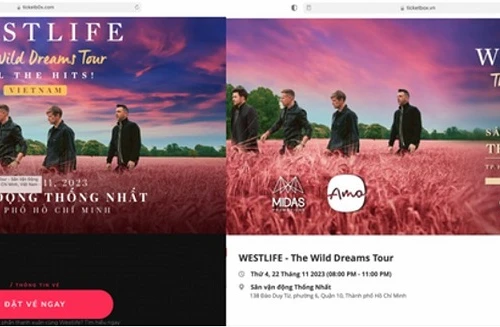 Cảnh báo giả mạo website bán vé Concert Westlife