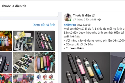 Công khai bán thuốc lá điện tử trên mạng xã hội