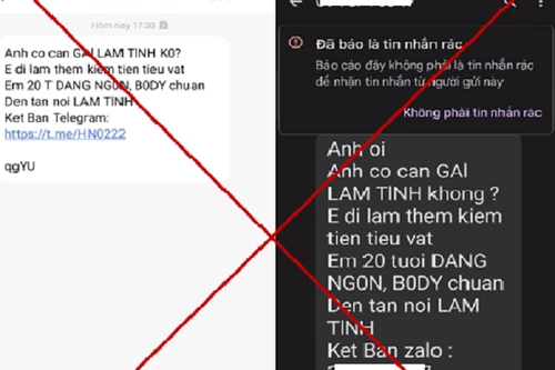 Cẩn trọng với tin nhắn môi giới mại dâm có gắn link độc hại