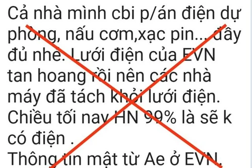 EVNHANOI bác tin cắt điện trên toàn thành phố từ 19h hôm nay