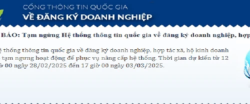 Hệ thống đăng ký kinh doanh vẫn tạm dừng hoạt động