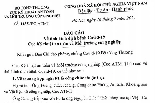 F0 đến làm việc, một số cán bộ Bộ Công Thương thành F1, F2 