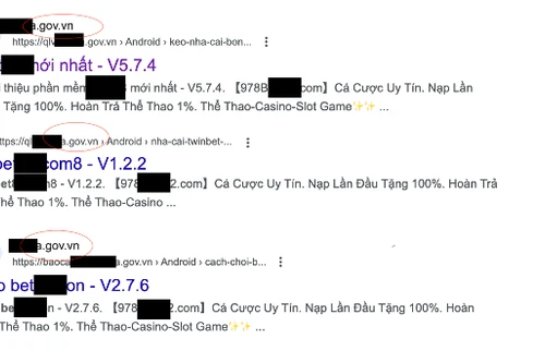 Bùng phát các quảng cáo website cờ bạc núp dưới link “chính chủ” .gov.vn